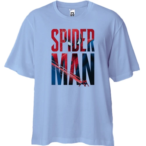 Футболка двонитка Oversize з написом Spider-Man і павутиною