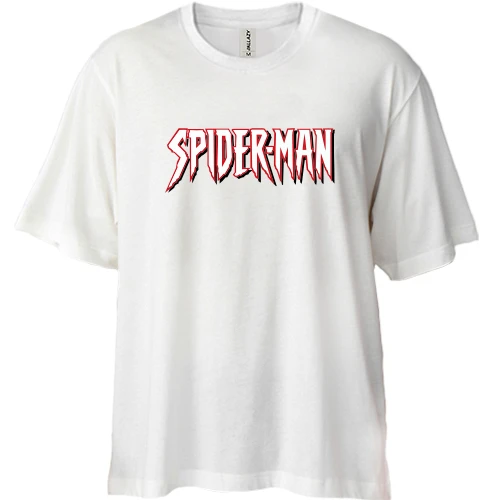 Футболка двонитка Oversize з контурним написом Spider-Man