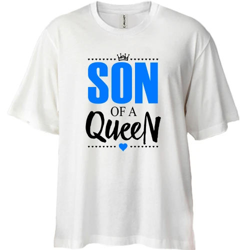 Футболка двонитка Oversize, Білий, Son of a queen