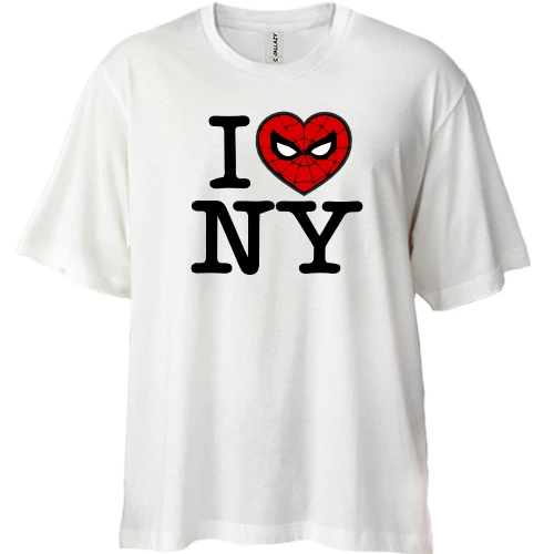 Футболка двунитка Oversize I Love NY Spider-Man