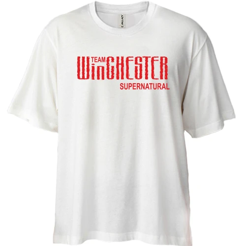 Футболка двунитка Oversize, Белый, "Winchester Team Supernatural"