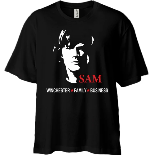 Футболка двунитка Oversize, Черный, "Sam Winchester"