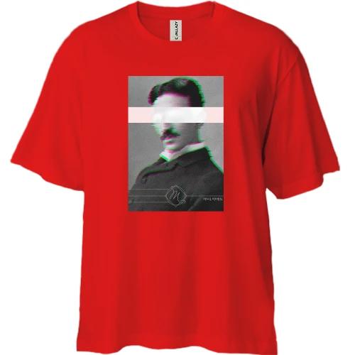 Футболка двунитка Oversize, Красный, Nikola Tesla
