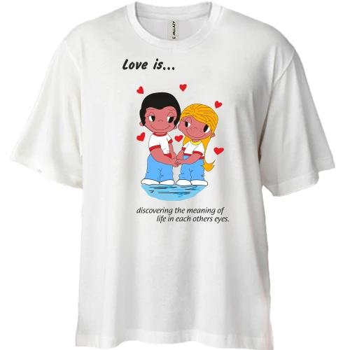 Футболка двонитка Oversize, Білий, Love is...