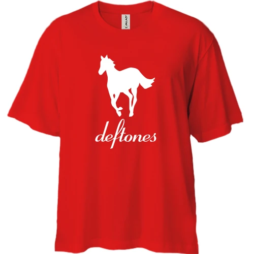 Футболка двонитка Oversize, Червоний, Deftones