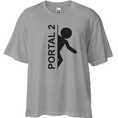 Футболка двунитка Oversize, Серый, Portal 2