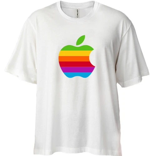 Футболка двунитка Oversize, Белый, Apple (радуга)