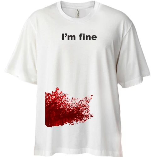 Футболка двунитка Oversize I'm fine (бок)