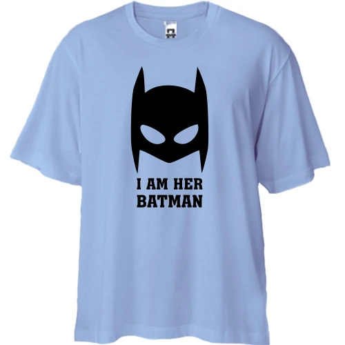 Футболка двунитка Oversize, Синий, I am her batman
