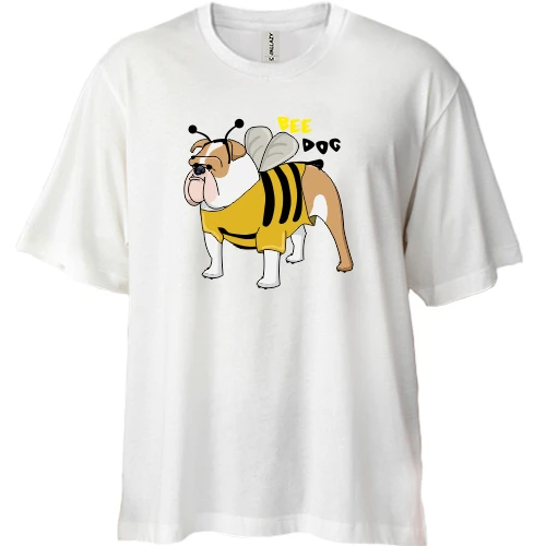 Футболка двонитка Oversize, Білий, Bee dog
