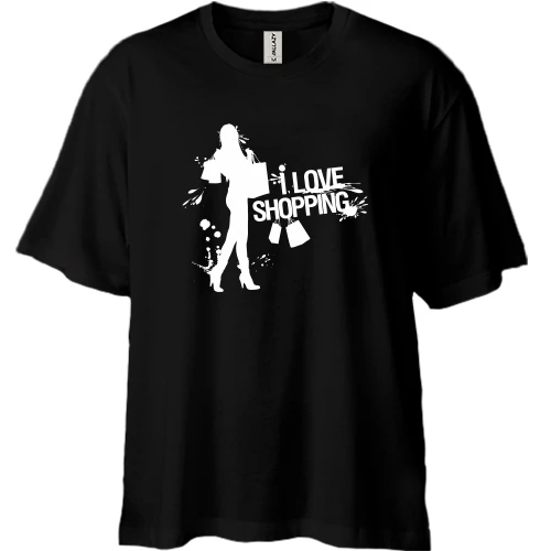 Футболка двунитка Oversize "I Love Shopping"