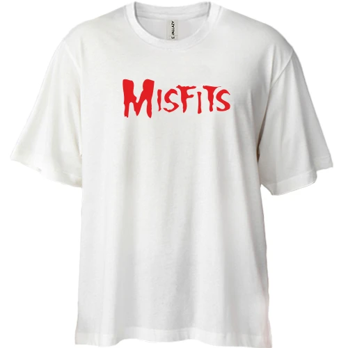 Футболка двунитка Oversize, Белый, с надписью Misfits