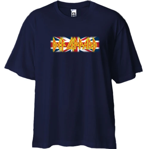 Футболка двонитка Oversize, Синій, Def Leppard (На прапорі)