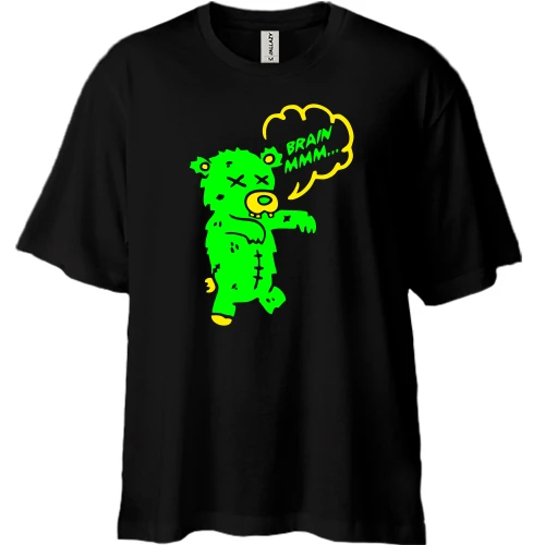 Футболка двунитка Oversize с мишкой зомби Brain mmm
