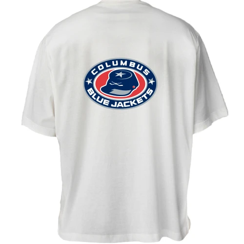 Футболка двунитка Oversize, Белый, Columbus Blue Jackets с кепи