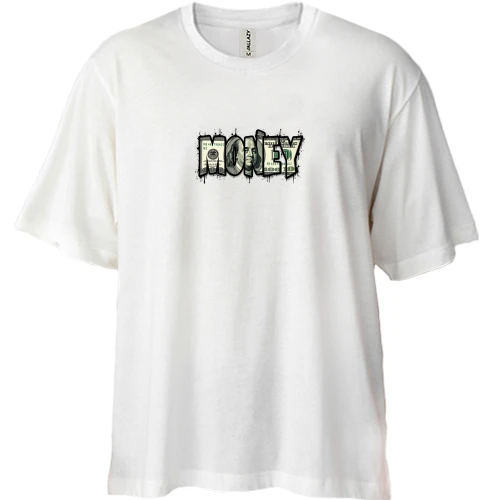 Футболка двонитка Oversize з доларовим графіті