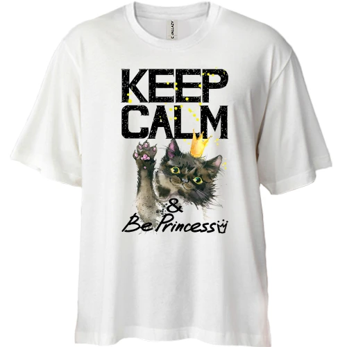 Футболка двонитка Oversize з кошеням Keep calm and be princess