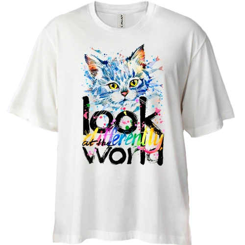 Футболка двонитка Oversize з кошеням Look differently at the world