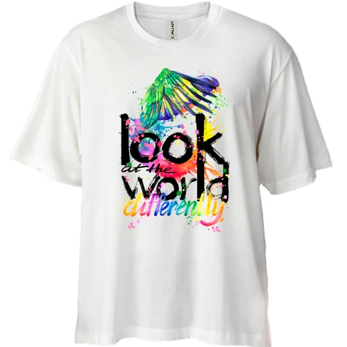 Футболка двонитка Oversize Look at the world differently з папугою