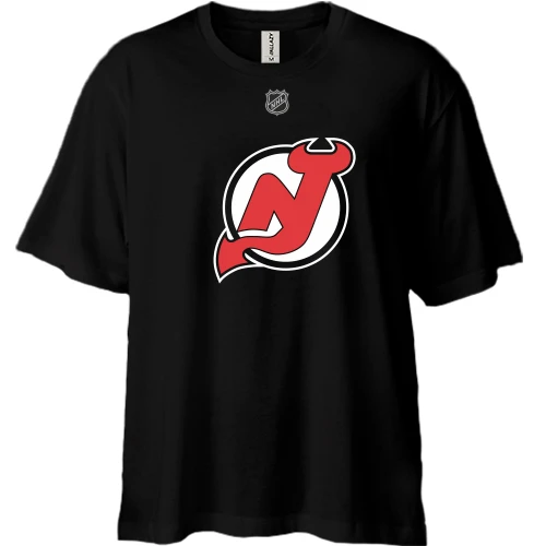 Футболка двунитка Oversize, Черный, New Jersey Devils