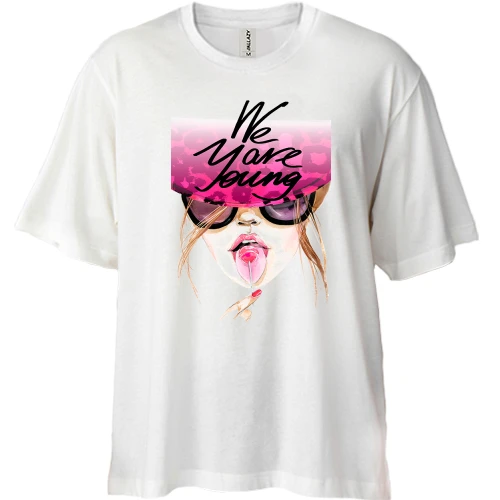 Футболка двонитка Oversize, Білий, We are young