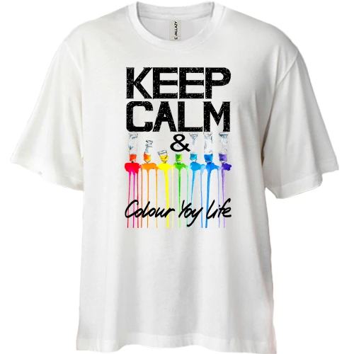 Футболка двонитка Oversize, Білий, Keep calm and colour your life (2)