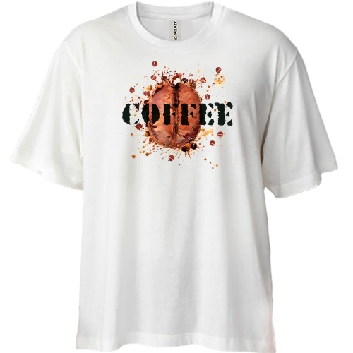 Футболка двонитка Oversize, Білий, Coffee