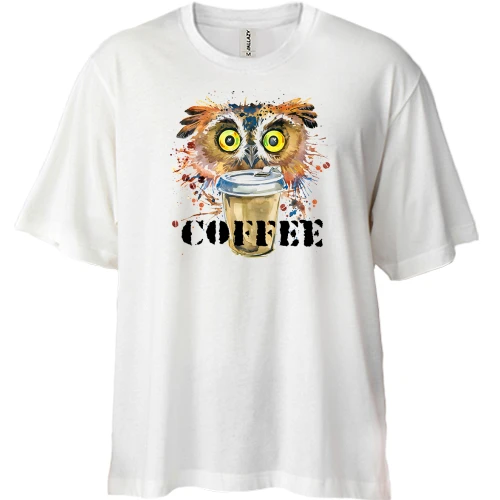 Футболка двонитка Oversize Coffee з совою