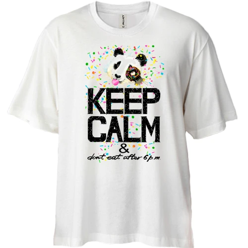 Футболка двунитка Oversize Keep calm and don't eat after 6 pm с пандой