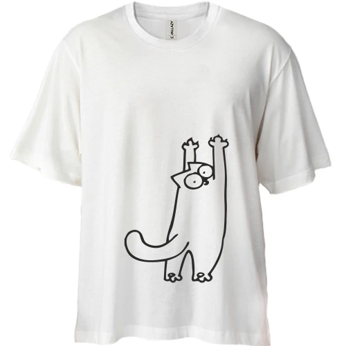 Футболка двунитка Oversize Simon's cat царапается