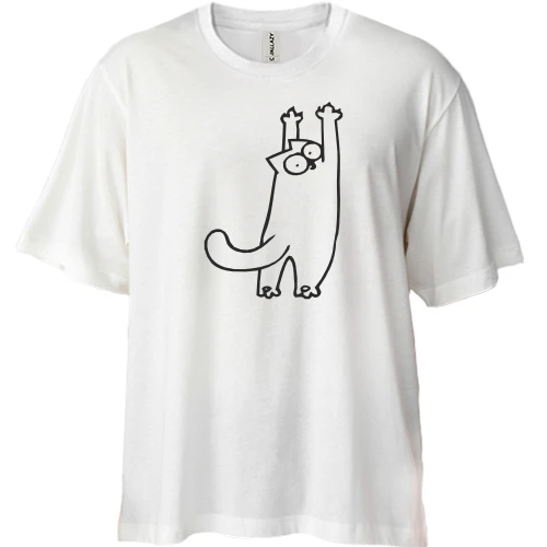 Футболка двунитка Oversize Simon's cat царапается