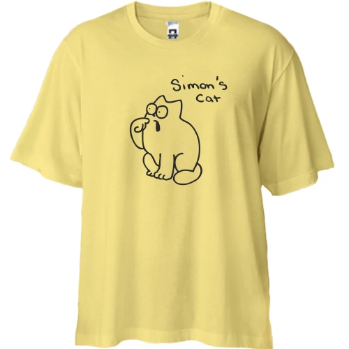 Футболка двунитка Oversize, Желтый, с Simon's cat