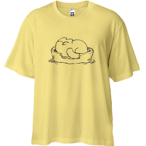 Футболка двунитка Oversize, Желтый, Счастливый Simon's cat