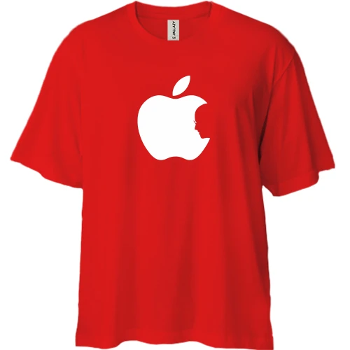 Футболка двунитка Oversize, Красный, Apple - Steve Jobs