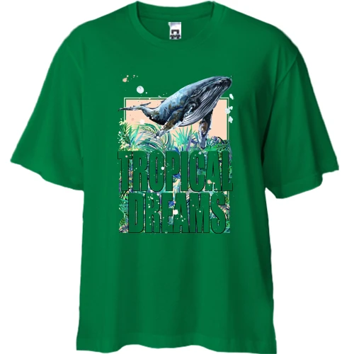Футболка двонитка Oversize з китом "tropical dreams"