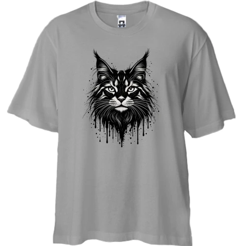 Футболка двонитка Oversize з котом мейн-куном