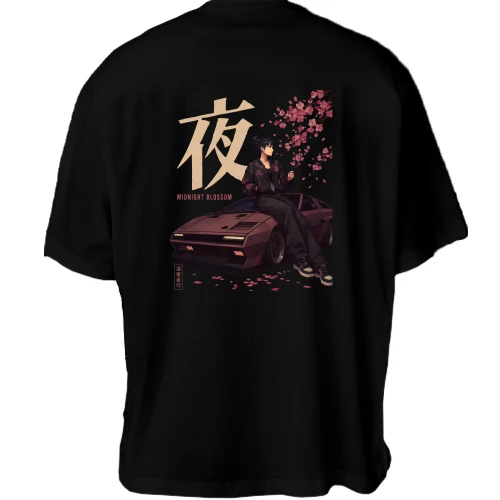 Футболка двунитка Oversize Midnight blossom