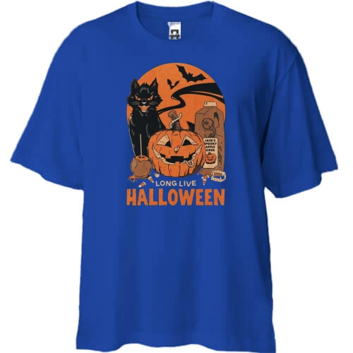 Футболка двонитка Oversize з написом «Long Live Halloween»