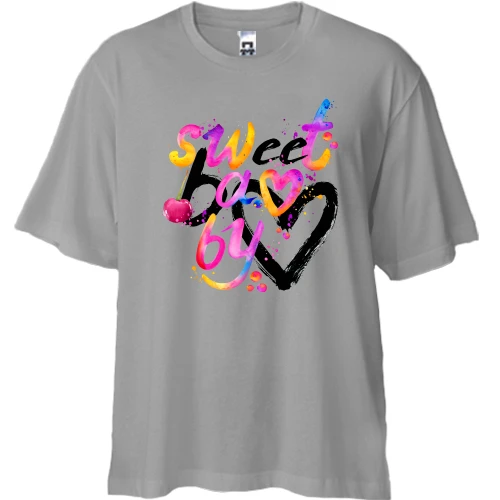 Футболка двунитка Oversize, Серый, Sweet baby (2)