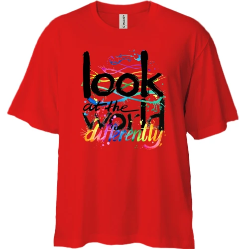Футболка двонитка Oversize Look at the world differentty