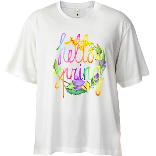 Футболка двунитка Oversize, Белый, Hello spring (1)