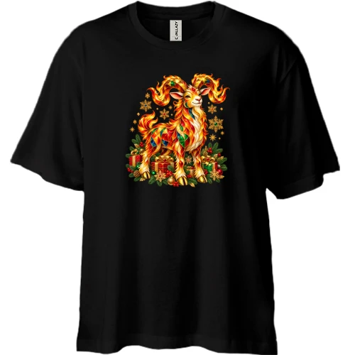 Футболка двунитка Oversize со сказочным огненным овном