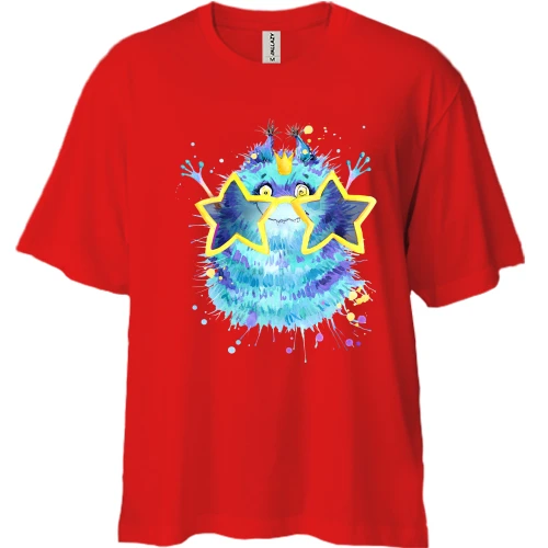 Футболка двонитка Oversize з монстриком в окулярах "discostar" (1)