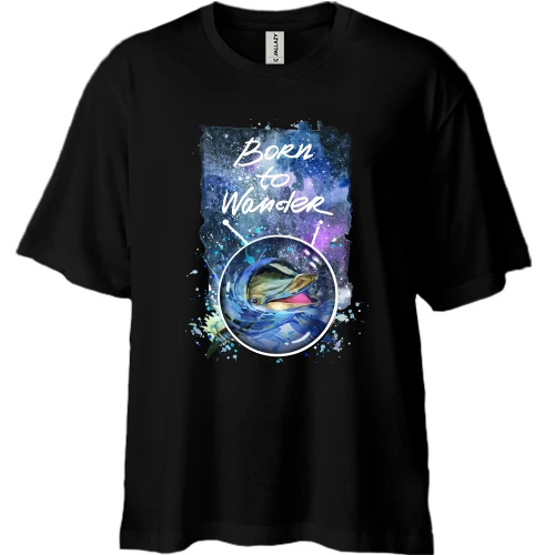 Футболка двонитка Oversize c дельфіном "Born to wonder"