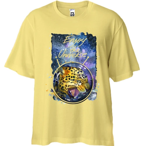 Футболка двунитка Oversize c леопардом "Enjoy the universe" (2)