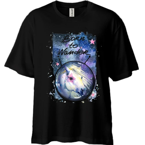 Футболка двонитка Oversize з єдинорогом "Born to wonder" (2)
