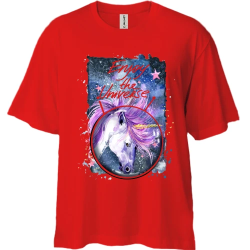 Футболка двонитка Oversize з єдинорогом "Enjoy the universe" (3)