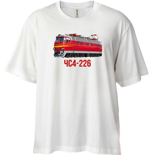 Футболка двунитка Oversize с электровозом ЧС4-226