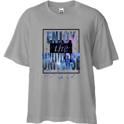Футболка двунитка Oversize с космической надписью «Enjoy the universe»