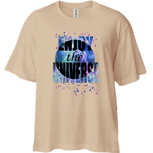 Футболка двунитка Oversize, Белый, с принтом «Enjoy the universe»
